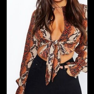 Snake print long sleeve blouse